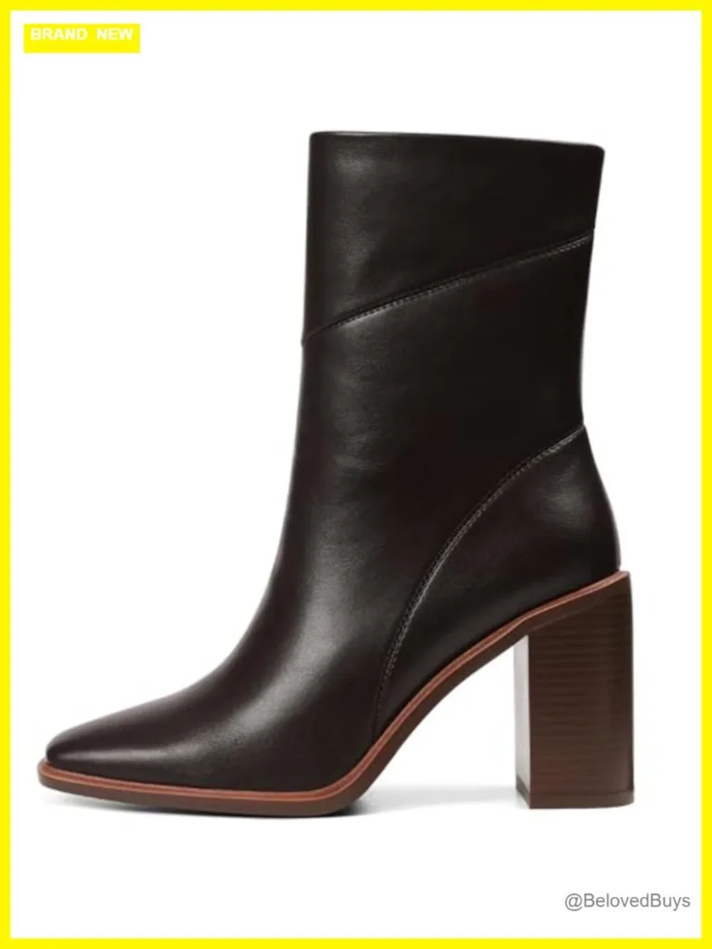 Chunky Heel Square Toe Side Zipper Ankle Booties with Panelled Stitching Upper